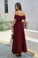 Off Shoulder Solid Backless Full Elegant Dress
