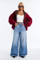Twice As Nice Ripped Wide Leg Jeans - Medium Wash