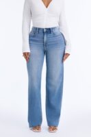 No Filter Premium High Rise Stretch Straight Leg Jeans - Medium Wash