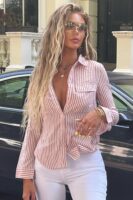 Shirt in White and Pink 100% rayon