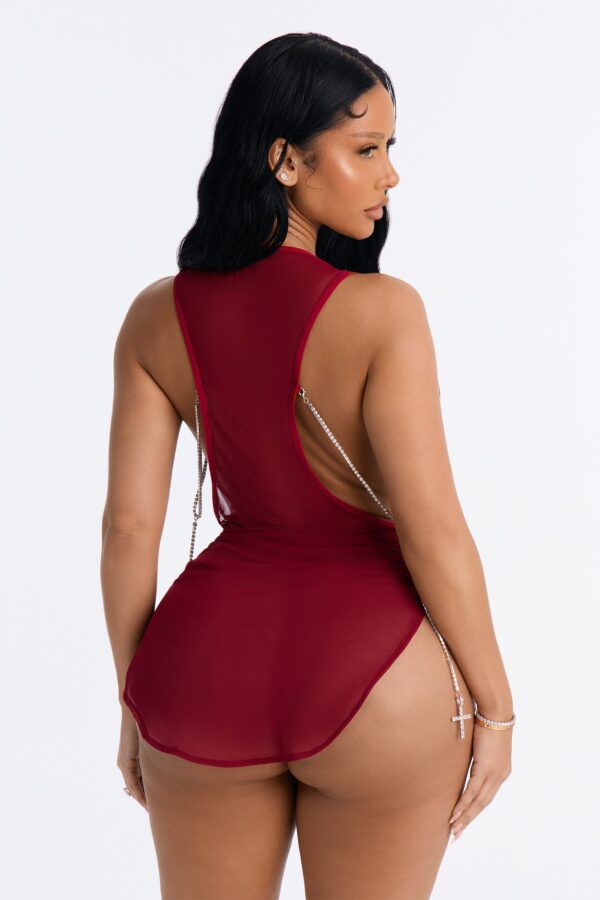 Burgundy Dress with v-neck