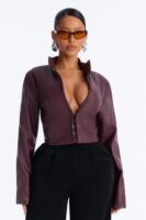 Burgundy Mock-Neck Jacket