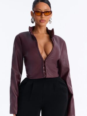 Burgundy Mock-Neck Jacket