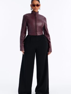 Burgundy Mock-Neck Jacket