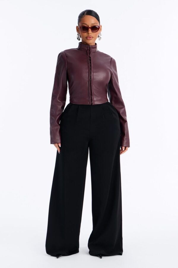 Burgundy Mock-Neck Jacket