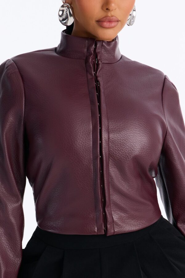 Burgundy Mock-Neck Jacket