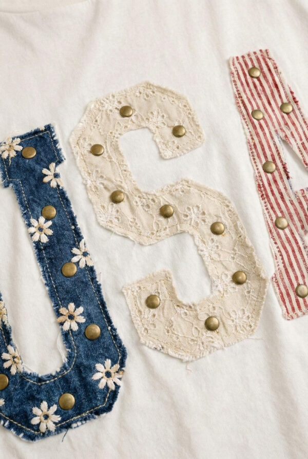 USA Patchwork Graphic Tee in White