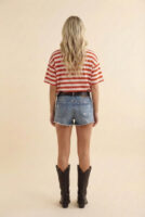USA Chenille Patch Striped Graphic Tee