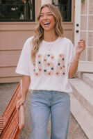 USA Crochet Patch Graphic Tee in White
