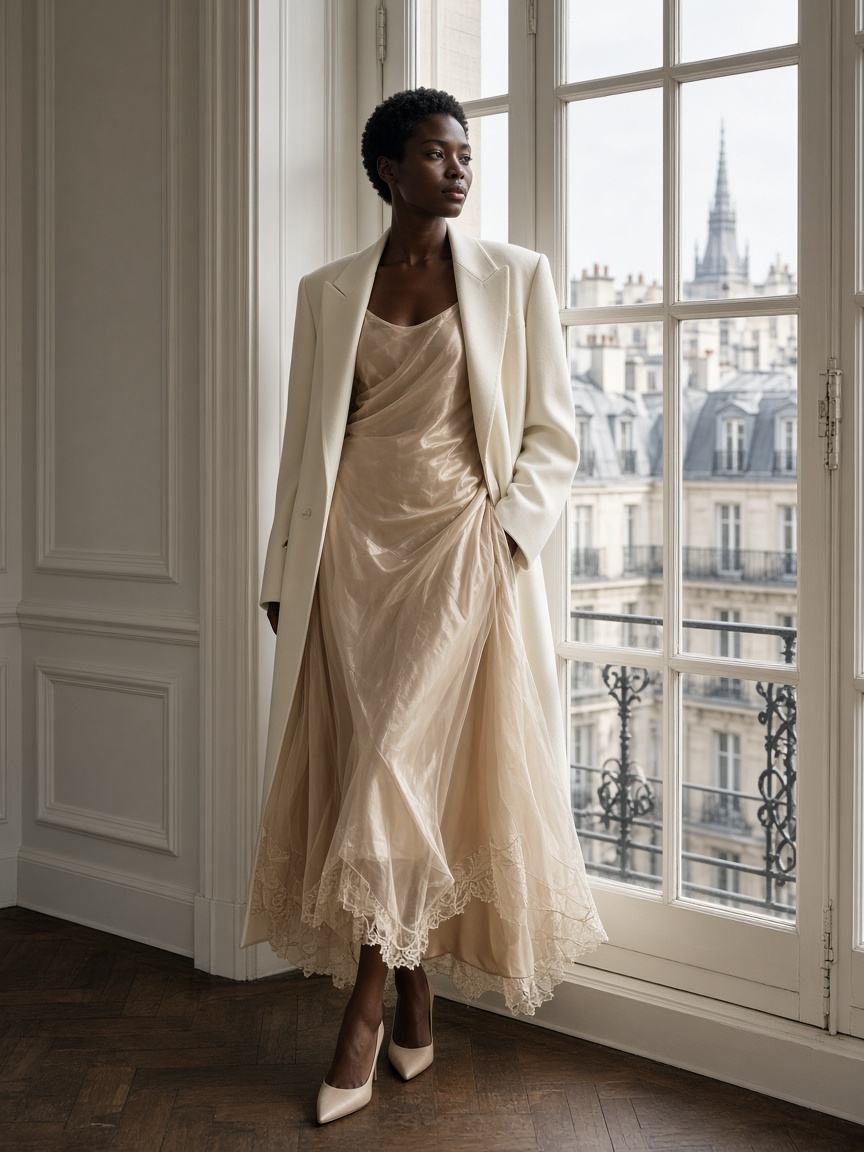 LadiesKit Paris SS26 — champagne organza and lace daywear