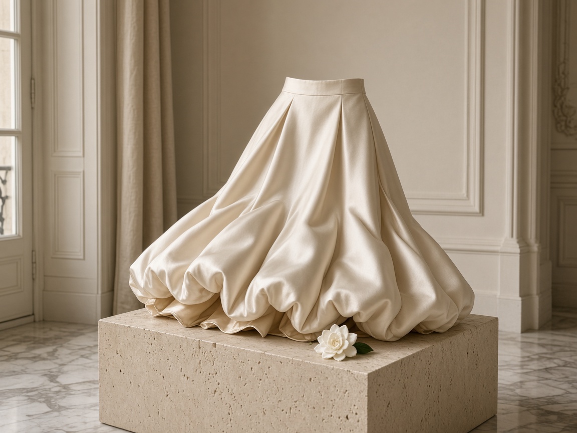 Ivory sculptural midi skirt still life